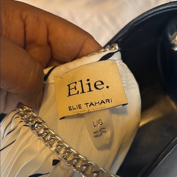 Elie Tahari Black and White Pleated Halter Top - Picture 6 of 6